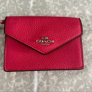 Coach Hot Pink Card Case , new never used . All leather